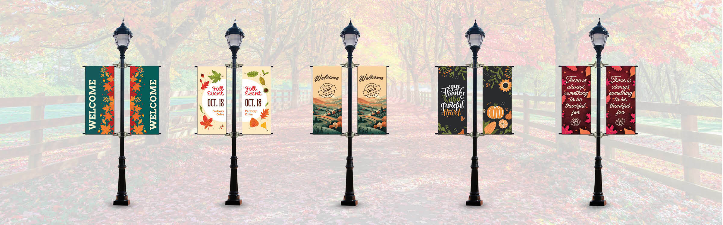 Banner Design Examples | Light Pole Banners for the Fall Season