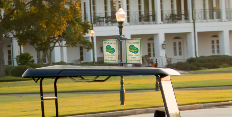 Light pole banners on golf course