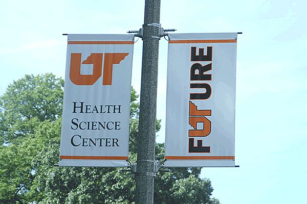 Light pole banners for University of Texas