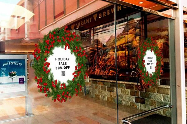 Holiday themed door decals