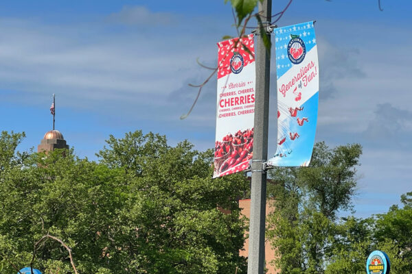 Cherry Festival Asymmetrical Pole Banners | Pole Banners and Brackets