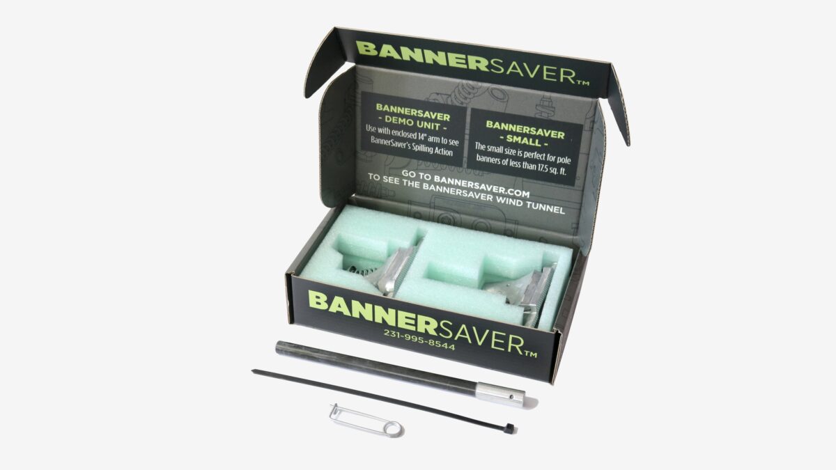 BannerSaver™ Presentation Kit opened box with components